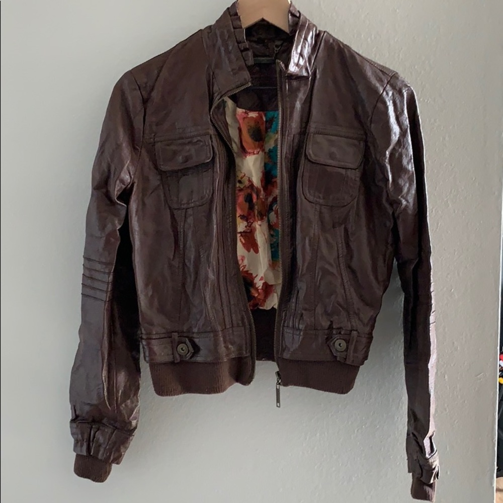 Brown Faux Leather Jacket
